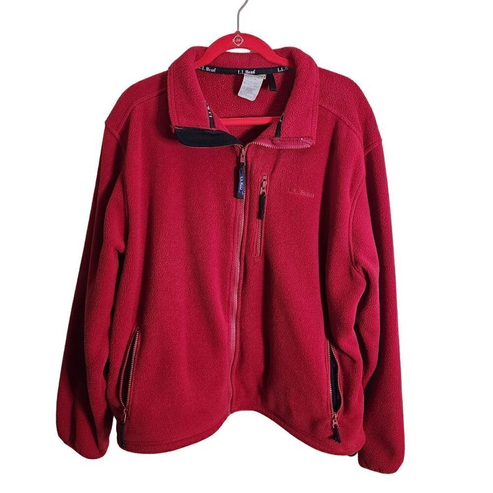 L.L. Bean Vintage Men's Trail Fleece Full Zip Red Jacket Size L
